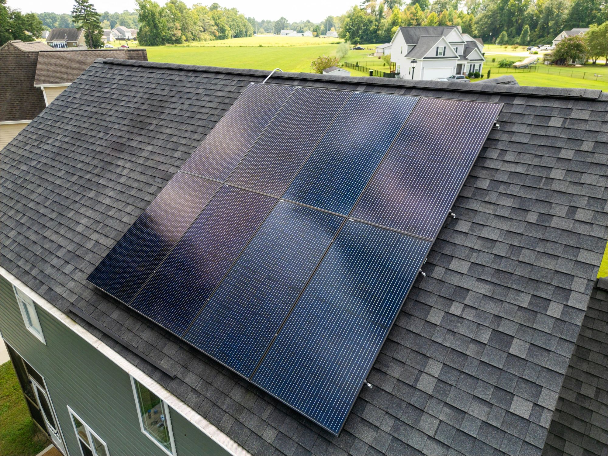Residential solar installation on a home roof